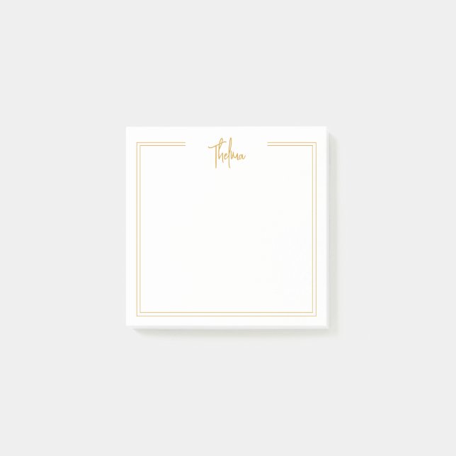 Post-it® Bordure double or stylée avec nom Publier les note (Devant)