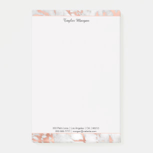Post-it® Bordure en marbre blanc et Rose or, nom/informatio