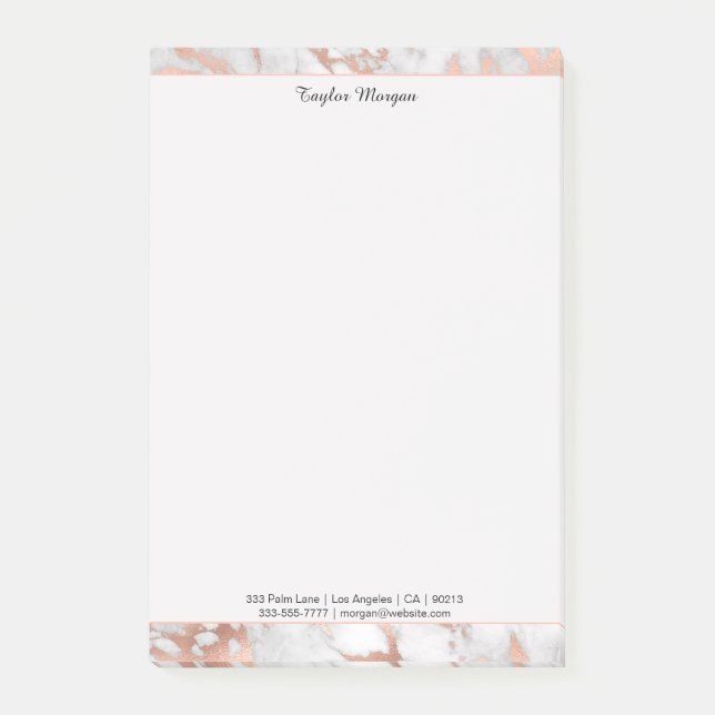 Post-it® Bordure en marbre or rose et blanc, nom/informatio (Devant)