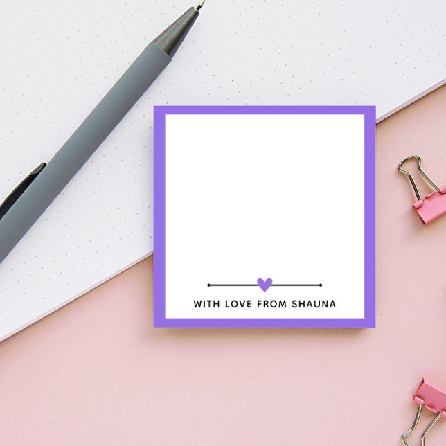 Post-it® Bordure et coeur pourpre avec amour de (Créateur téléchargé)