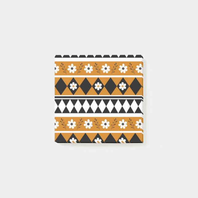 Post-it® Bordure Fleur Diamant Boho Motif Floral (Devant)