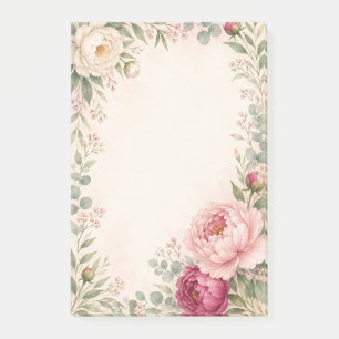 Post-it® Bordure florale de pivoines aquarelles romantiques