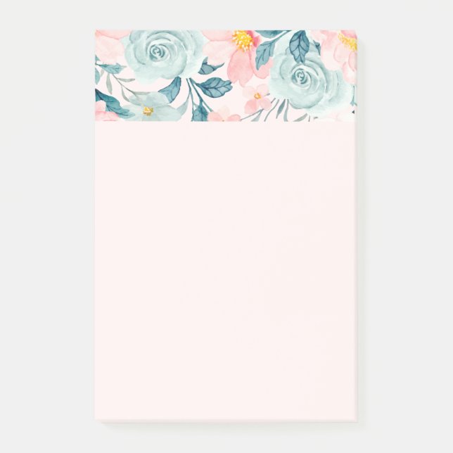 Post-it® Bordure florale rose et verte (Devant)