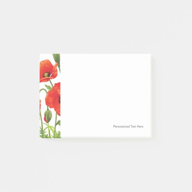 Post-it® Bordure horizontale avec pavot rouge (Devant)