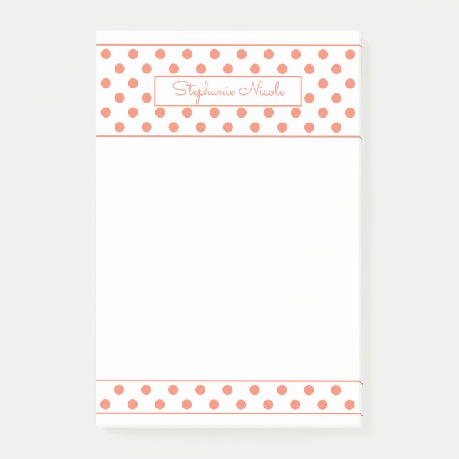 Post-it® Bordure mince personnalisée simple Polka Dot Orang (Devant)