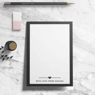 Post-it® Bordure Noire & Coeur Avec Amour Du Nom