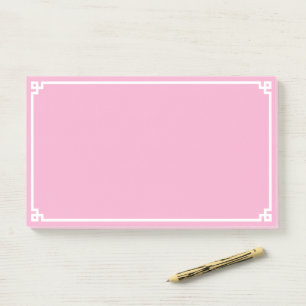 Post-it® Bordure Ornementale Clé Grecque Rose Clair et Blan