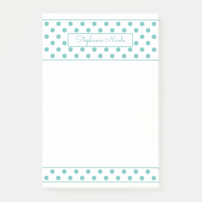 Post-it® Bordure personnalisée Polka Dot Aqua (Devant)