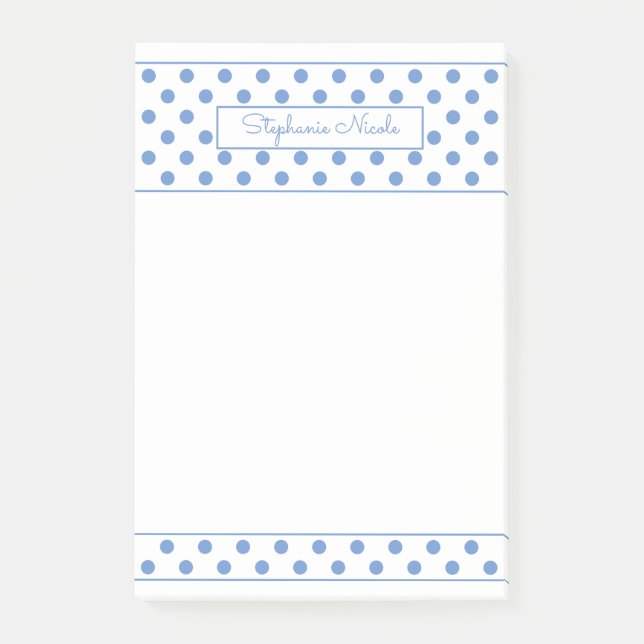 Post-it® Bordure personnalisée simple Polka Point clair ble (Devant)