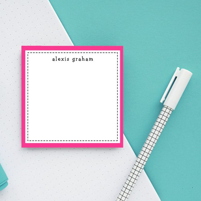 Post-it® Bordure rose chaud Ajouter un nom personnalisé (Créateur téléchargé)