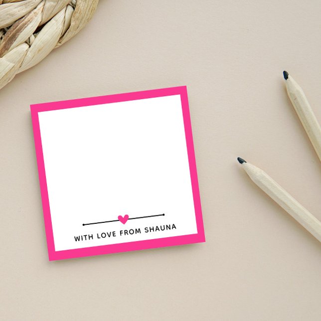 Post-it® Bordure rose Chaud & Coeur Avec Amour De (Créateur téléchargé)