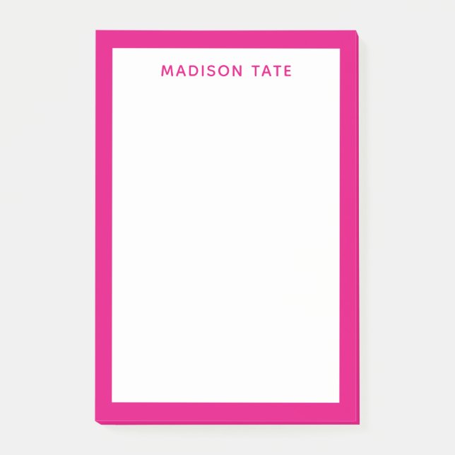 Post-it® Bordure rose chaud moderne Monogramme professionne (Devant)