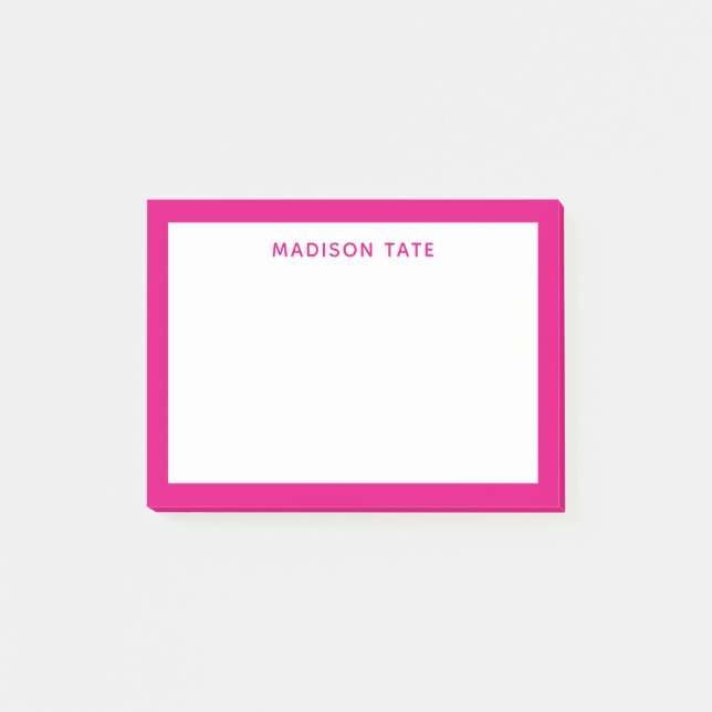 Post-it® Bordure rose chaud moderne Monogramme professionne (Devant)