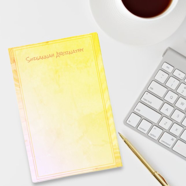 Post-it® Bordure rose jaune Nom personnalisé (template note pad)