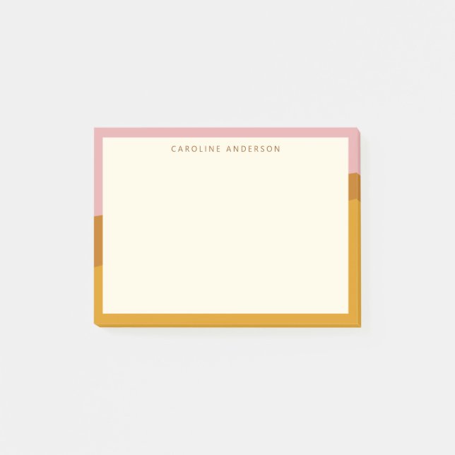 Post-it® Bordure rose moutarde moderne personnalisée avec n (Devant)