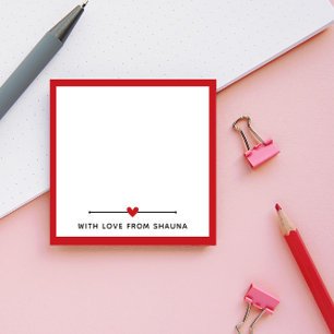 Post-it® Bordure rouge et coeur avec amour de