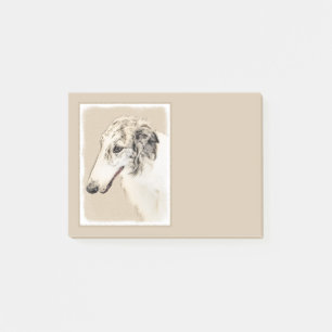 Post-it® Borzoi (Argent Brindle) Peinture Chien Art origina