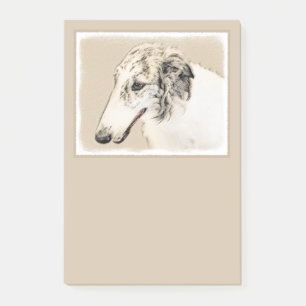 Post-it® Borzoi (Argent Brindle) Peinture Chien Art origina