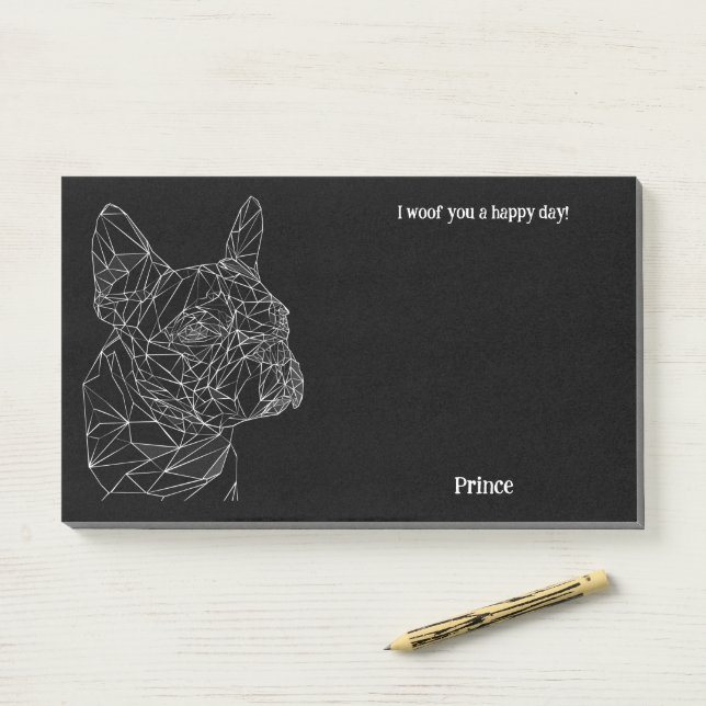 Post-it® Boston Terrier Art Abstrait Nom du chien (Sur un bureau)