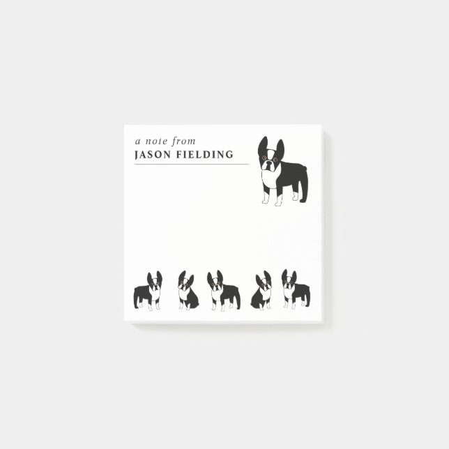 Post-it® Boston Terriers mignonne Chiens noirs et blancs Po (Devant)