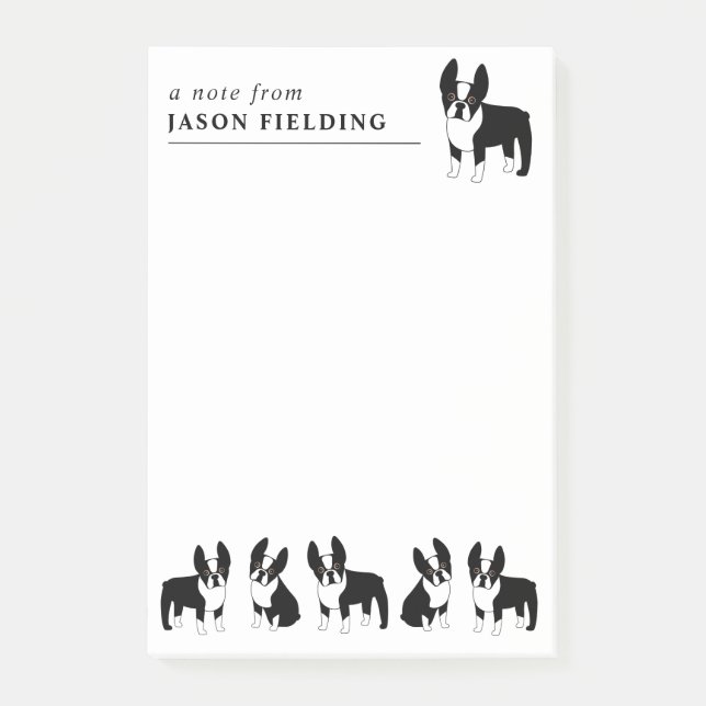 Post-it® Boston Terriers mignonne Chiens noirs et blancs Po (Devant)