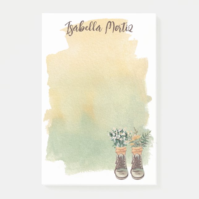 Post-it® Bottes de randonnée et fleurs sauvages (Devant)