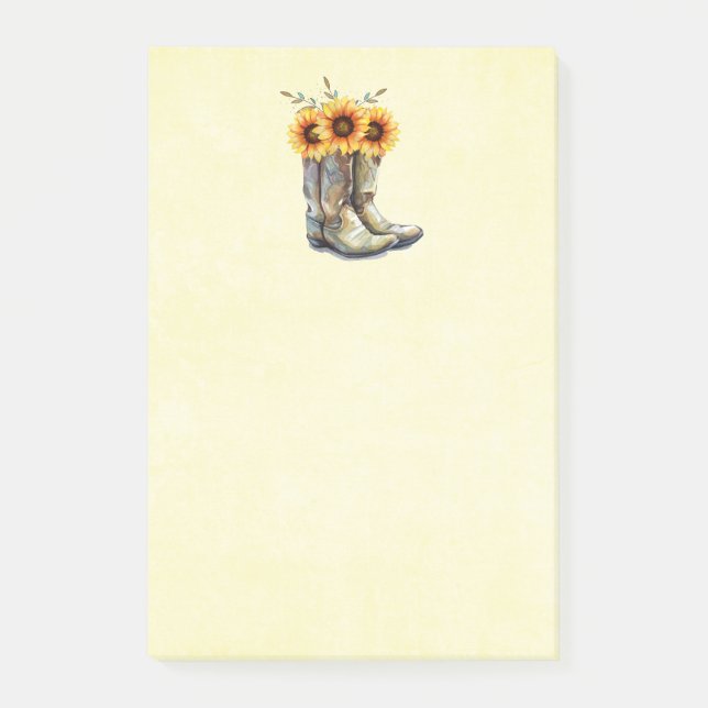 Post-it® Bottes rustiques Cowboy avec tournesol (Devant)
