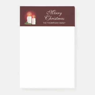 Post-it® Bougies de Noël blanches sur fond rouge avec texte