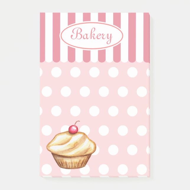 Post-it® Boulangerie rose vintage Cupcake Post Notes (Devant)