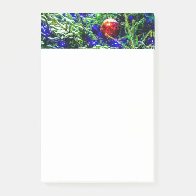 Post-it® Boule rouge arbre de Noël vert (Devant)