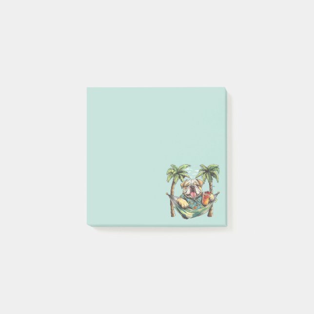Post-it® Bouledogue Anglais en Haut Hawaïen (Devant)