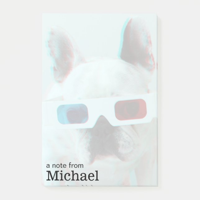 Post-it® Bouledogue français avec les verres 3D (Devant)