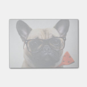 Post-it® Bouledogue français avec les verres et la cravate