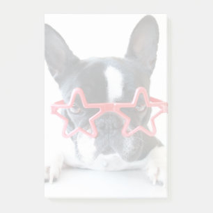 Post-it® Bouledogue français avec les verres rouges