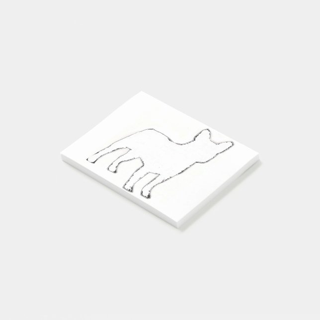 Post-it® Bouledogue français silhouette blanche (Incliné)