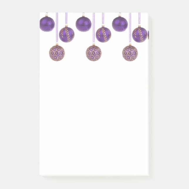Post-it® Boules de Noël violettes et or Ornements (Devant)
