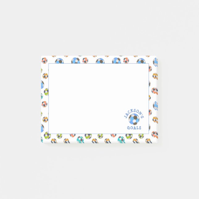 Post-it® Boules de soccer colorées Enfants Objectifs Notes (Devant)