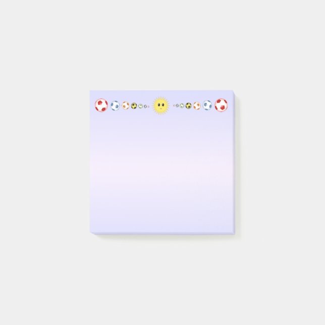 Post-it® Boules de soccer et en-tête de soleil (Devant)