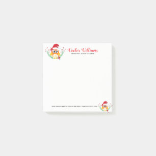 Post-it® Bouquet de fleurs d'aquarelles de hibou de Noël