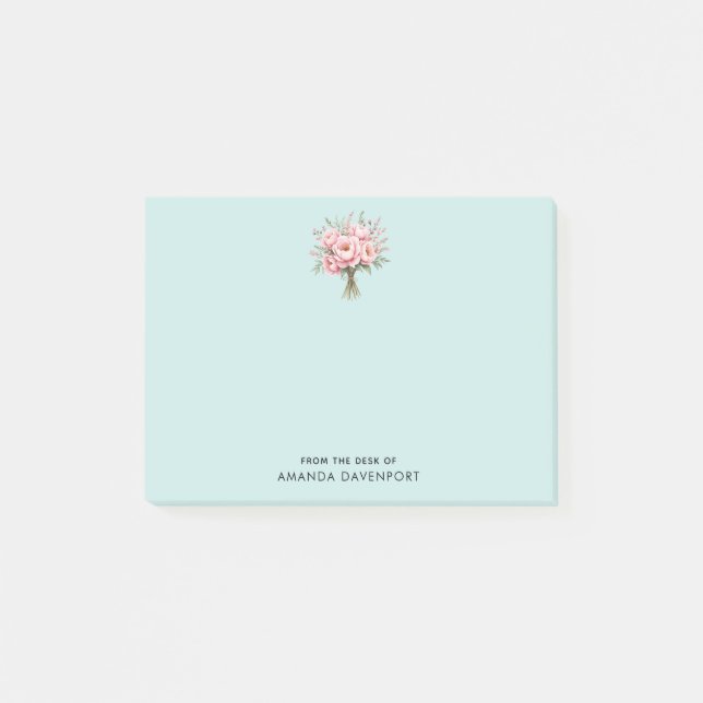 Post-it® Bouquet de fleurs de pivoine rose joli (Devant)