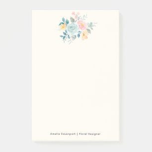 Post-it® Bouquet de fleurs rose et bleu élégant