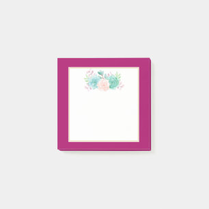 Post-it® Bouquet de fleurs rose et vert Pastel sur Magenta 
