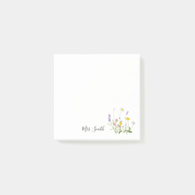 Post-it® Bouquet de fleurs sauvages monogramme enseignant (Devant)