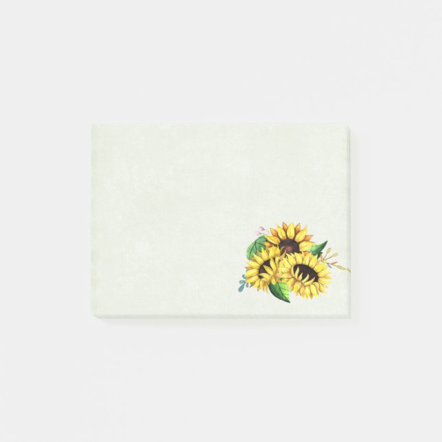 Post-it® Bouquet de tournesol jaune en aquarelle (Devant)