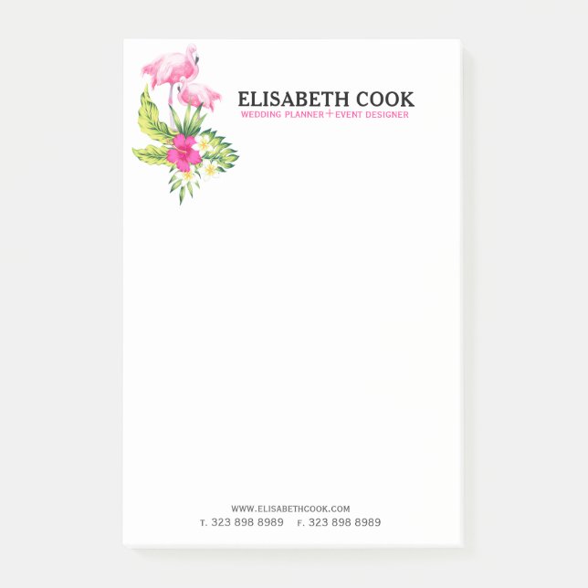 Post-it® Bouquet Flamants roses roses et fleurs tropicales (Devant)