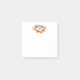 Post-it® Bouquet floral orange et rose avec cadre en diaman