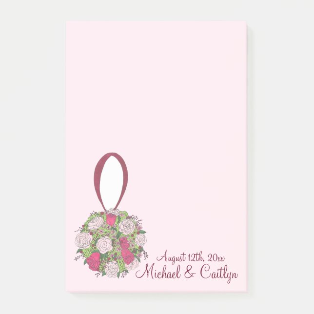 Post-it® Bouquet Floral Rose Mariage Poster Son (Devant)