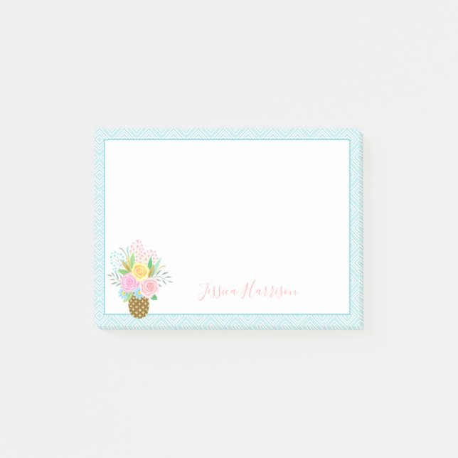 Post-it® Bouquet Rose ananas rose jaune 3x4 (Devant)