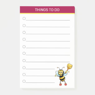 Post-it® Bourdon mignon moderne sur fond bordeaux et blanc