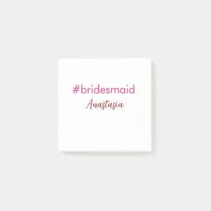 Post-it® Bridesmaid hashtag rose pâle ajouter nom mariée tr